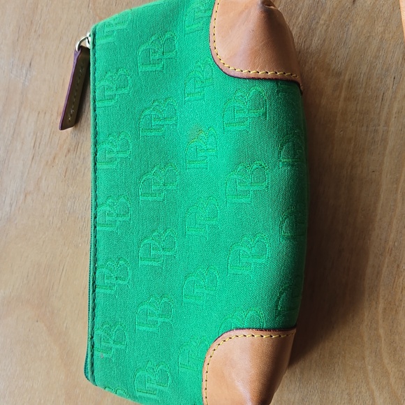 Dooney &Bourke Green and Tan Suede Tote with Leather Trim - Picture 9 of 10